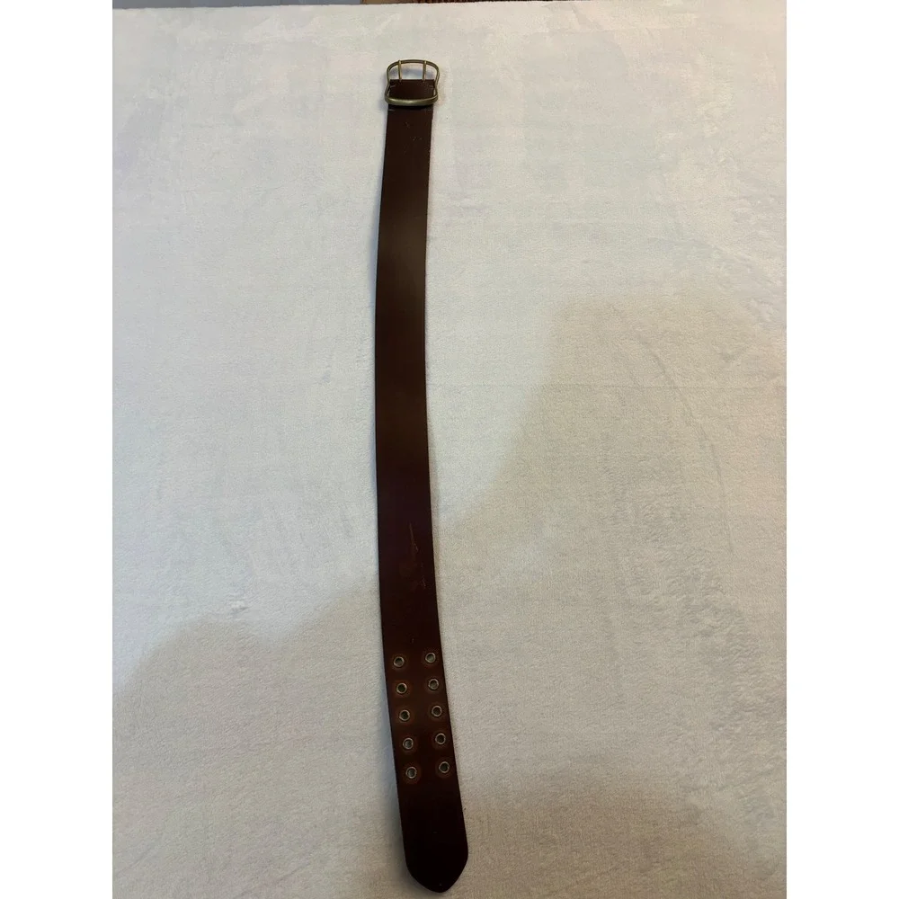 Frye Dark Brown Genuine Leather Double Prong Wide Belt DC1119 Size Small NWT